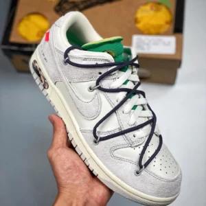 Off-White x Nike Dunk Low 20 of 50 Grey Sail Green For Sale
