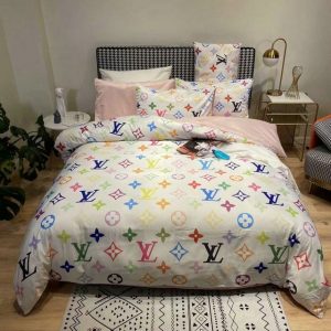 Louis Vuitton Logo Brand Bedding Set Bedroom Bedspread Luxury Home Decor