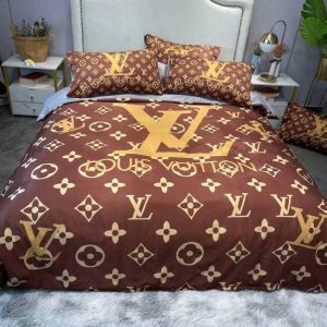 Louis Vuitton Logo Brand Bedding Set Bedspread Luxury Home Decor Bedroom