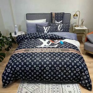 Louis Vuitton Logo Brand Bedding Set Home Decor Bedroom Luxury Bedspread