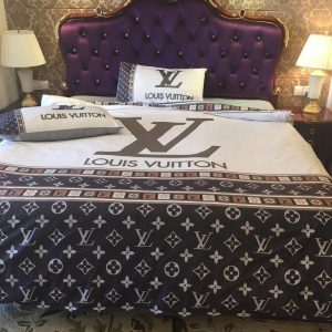 Louis Vuitton Logo Brand Bedding Set Bedspread Luxury Home Decor Bedroom