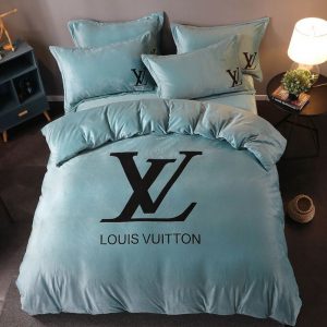 Louis Vuitton Logo Brand Bedding Set Home Decor Luxury Bedroom Bedspread