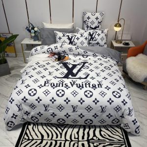 Louis Vuitton Logo Brand Bedding Set Home Decor Bedspread Bedroom Luxury