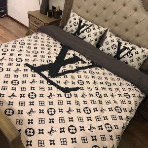 Louis Vuitton Logo Brand Bedding Set Luxury Home Decor Bedspread Bedroom