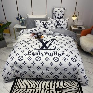 Louis Vuitton Logo Brand Bedding Set Luxury Bedroom Bedspread Home Decor