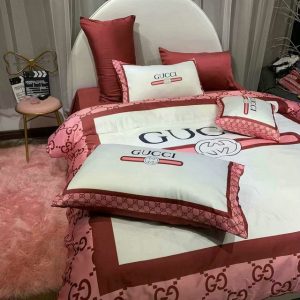 Gucci Logo Brand Bedding Set Bedroom Home Decor Luxury Bedspread