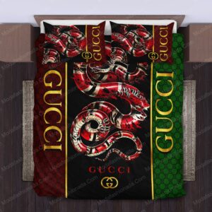 Gucci Snake Logo Brand Bedding Set Bedroom Home Decor Bedspread Luxury