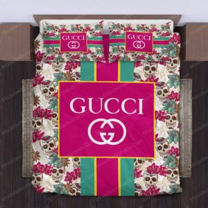 Gucci Sugar Skulltype Logo Brand Bedding Set Luxury Home Decor Bedroom Bedspread