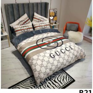 Guccigoldth.Com Logo Brand Bedding Set Luxury Bedspread Bedroom Home Decor