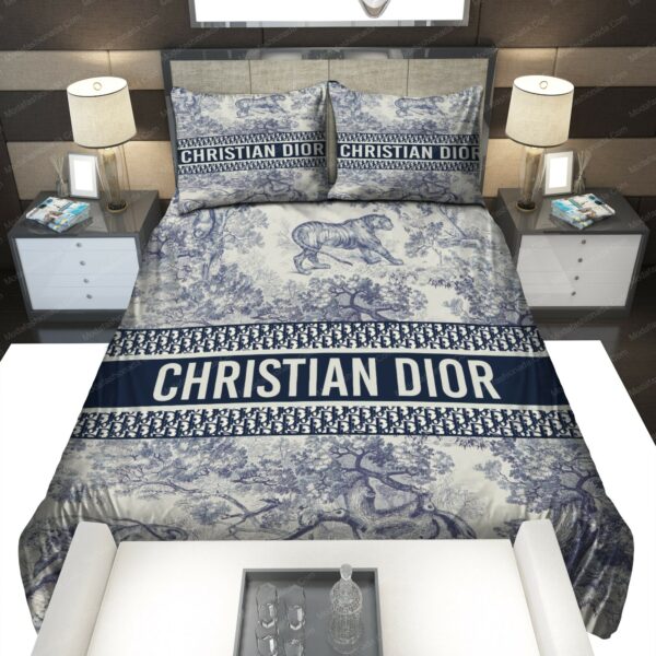 Christian Dior Tiger Logo Brand Bedding Set Bedroom Luxury Home Decor Bedspread