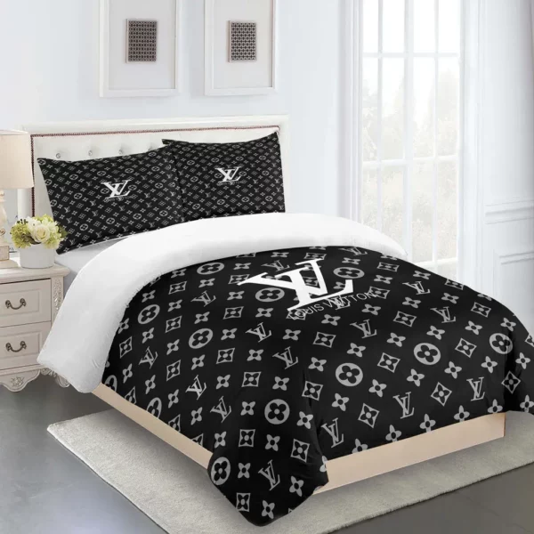 Louis Vuitton Logo Brand Bedding Set Bedroom Home Decor Bedspread Luxury