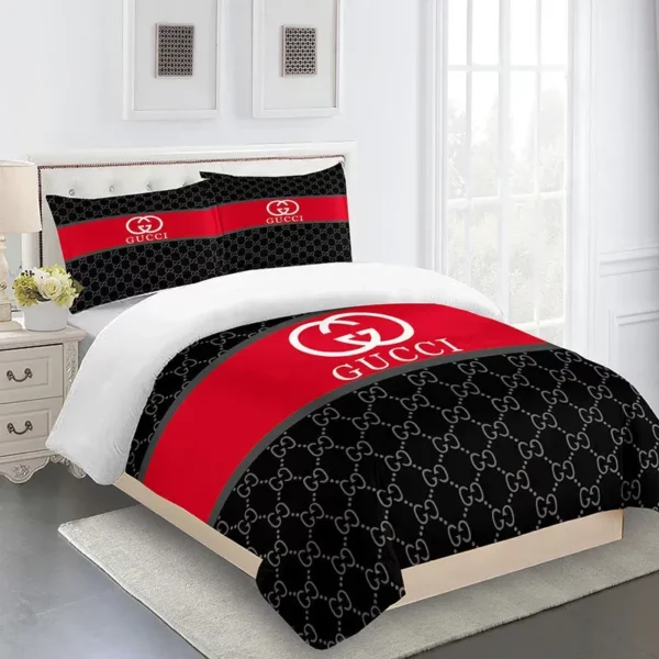 Gucci Logo Brand Bedding Set Home Decor Bedroom Luxury Bedspread