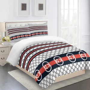 Gucci Logo Brand Bedding Set Bedspread Luxury Bedroom Home Decor