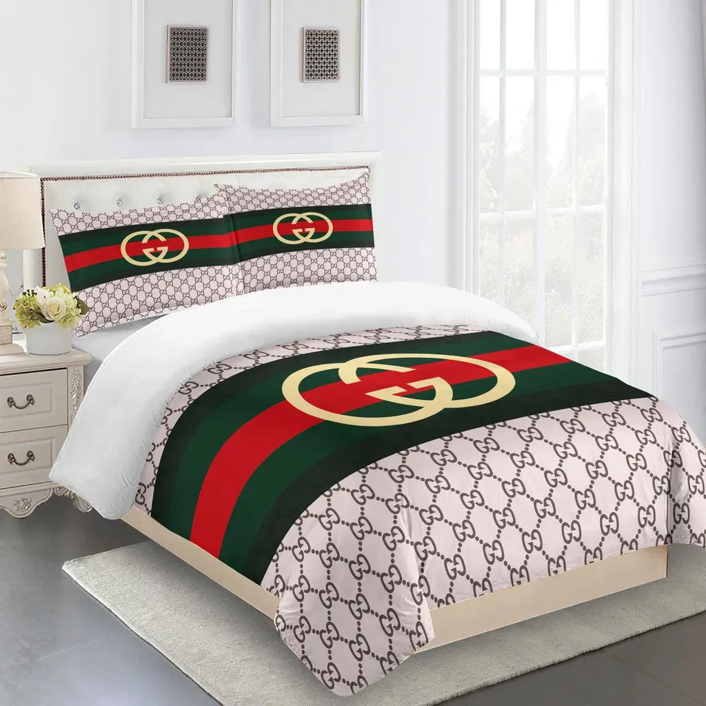 Gucci Logo Brand Bedding Set Bedroom Luxury Home Decor Bedspread