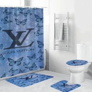 Louis Vuitton Lv Louis Vuitton Bigin Butterfly Background Bathroom Set Hypebeast Bath Mat Home Decor Luxury Fashion Brand
