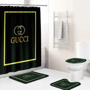 Gucci Yellow And Black Full Bathroom Set Luxury Fashion Brand Home Decor Hypebeast Bath Mat