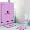 Chanel Rose Pink And Black Bathroom Set Hypebeast Bath Mat Luxury Fashion Brand Home Decor