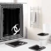 Chanel Black And Whitestripe Bathroom Set Bath Mat Hypebeast Luxury Fashion Brand Home Decor