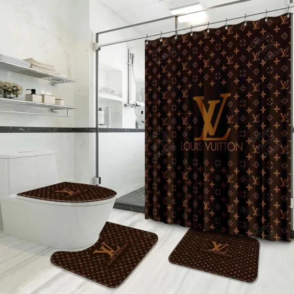 Louis Vuitton Lv Louis Vuitton Bathroom Set Luxury Fashion Brand Bath Mat Home Decor Hypebeast