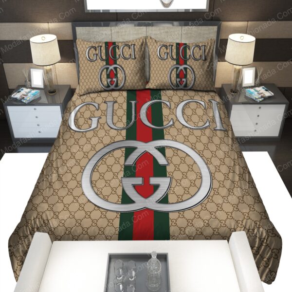 Gucci Logo Brand Bedding Set Bedspread Bedroom Luxury Home Decor