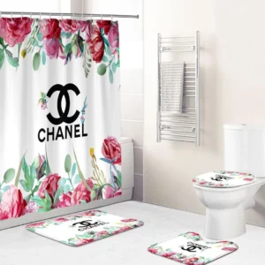Chanel Flowers Bathroom Set Home Decor Luxury Fashion Brand Bath Mat Hypebeast