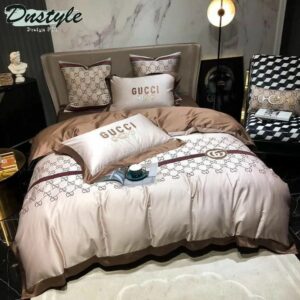 Gucci Logo Brand Bedding Set Bedspread Luxury Bedroom Home Decor