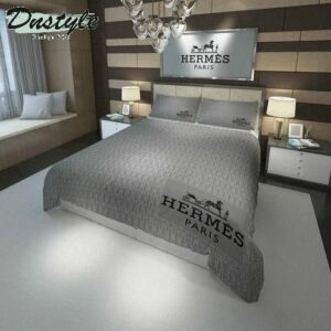 Hermes Paris Logo Brand Bedding Set Home Decor Bedroom Bedspread Luxury