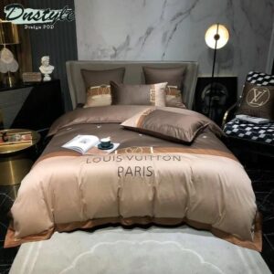 Louis Vuitton Logo Brand Bedding Set Bedspread Luxury Home Decor Bedroom