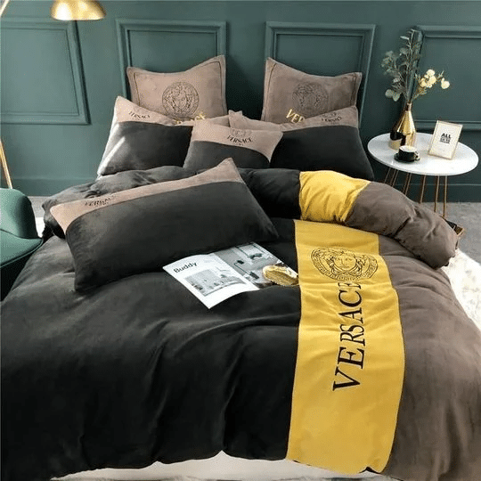 Versace Logo Brand Bedding Set Bedspread Bedroom Home Decor Luxury