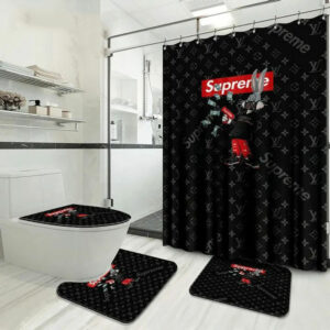 Louis Vuitton Lv Supreme Bathroom Set Hypebeast Luxury Fashion Brand Home Decor Bath Mat