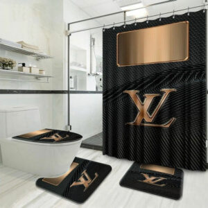 Louis Vuitton Lv Black Bathroom Set Hypebeast Bath Mat Home Decor Luxury Fashion Brand