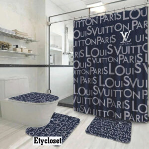 Louis Vuitton Lv Paris Blue Bathroom Set Bath Mat Luxury Fashion Brand Home Decor Hypebeast