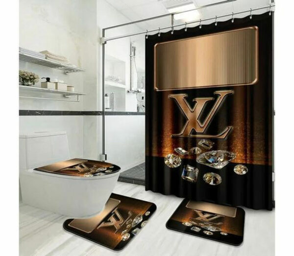 Louis Vuitton Lv Diamond Bathroom Set Luxury Fashion Brand Home Decor Hypebeast Bath Mat