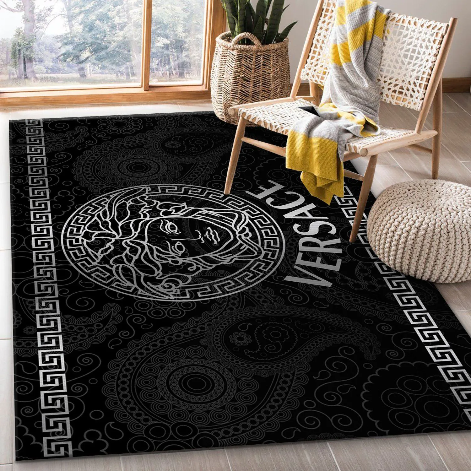 Versacesil Rectangle Rug Area Carpet Home Decor Fashion Brand Door Mat Luxury