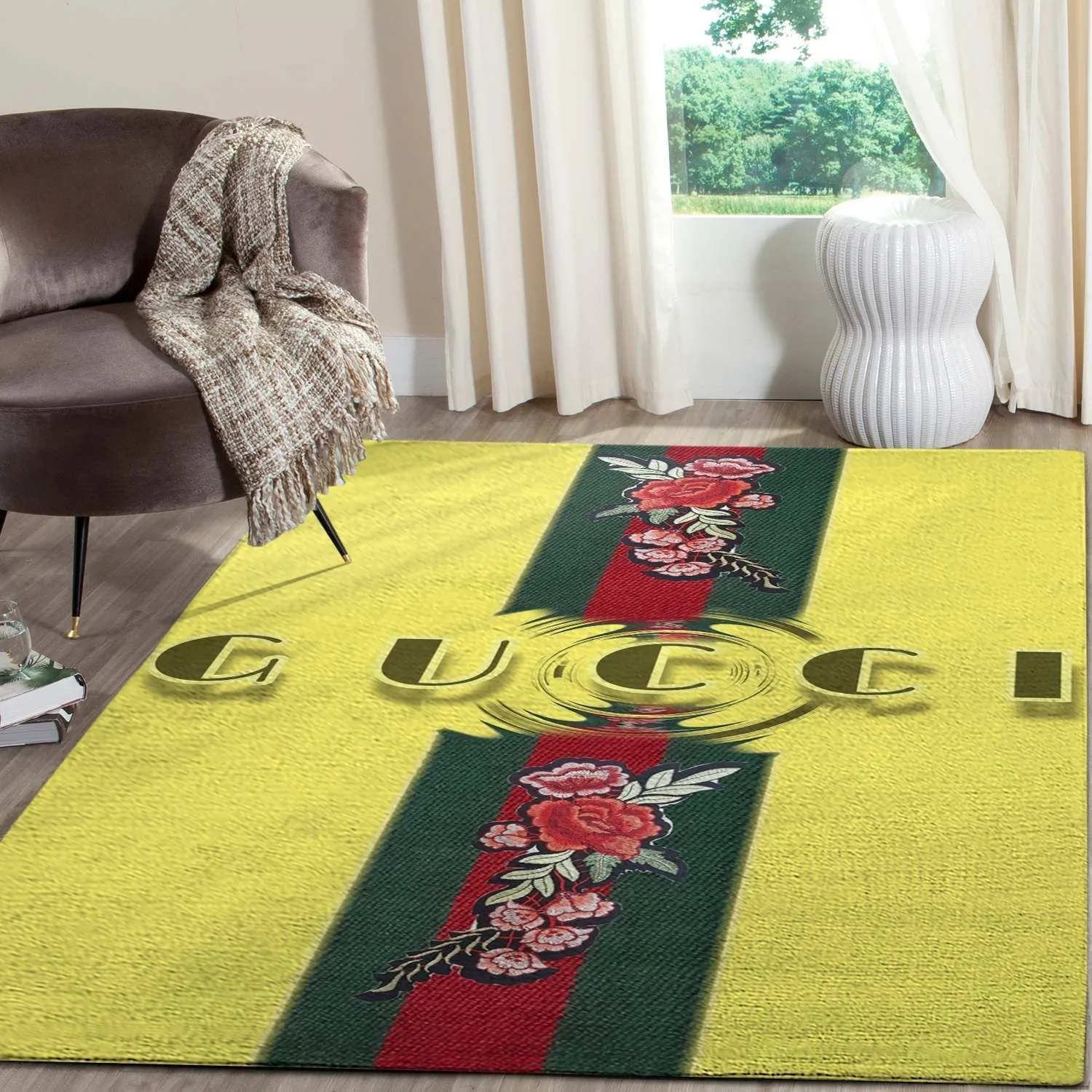 Gucci yellow Rectangle Rug Area Carpet Door Mat Luxury Home Decor Fashion Brand