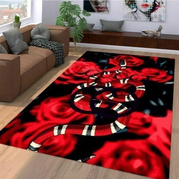 Gucci snake rose type Rectangle Rug Area Carpet Home Decor Luxury Door Mat Fashion Brand