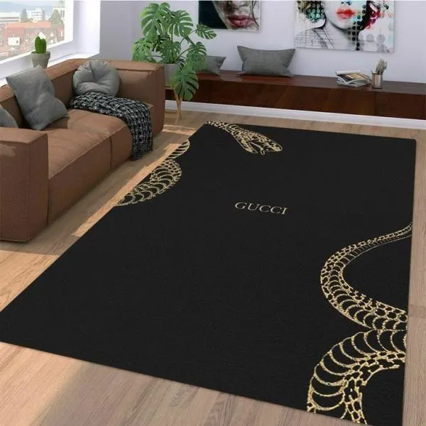 Gucci snake Rectangle Rug Area Carpet Luxury Fashion Brand Door Mat Home Decor