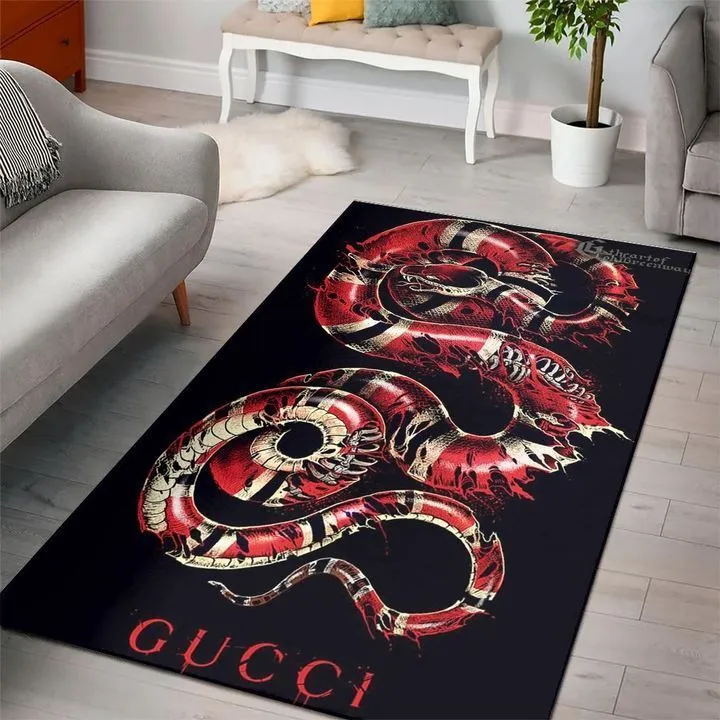 Gucci snake black Rectangle Rug Fashion Brand Home Decor Door Mat Luxury Area Carpet