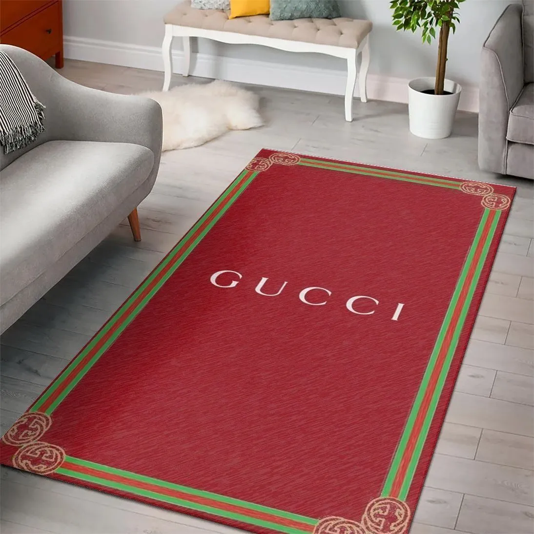 Gucci red Rectangle Rug Area Carpet Home Decor Door Mat Fashion Brand Luxury