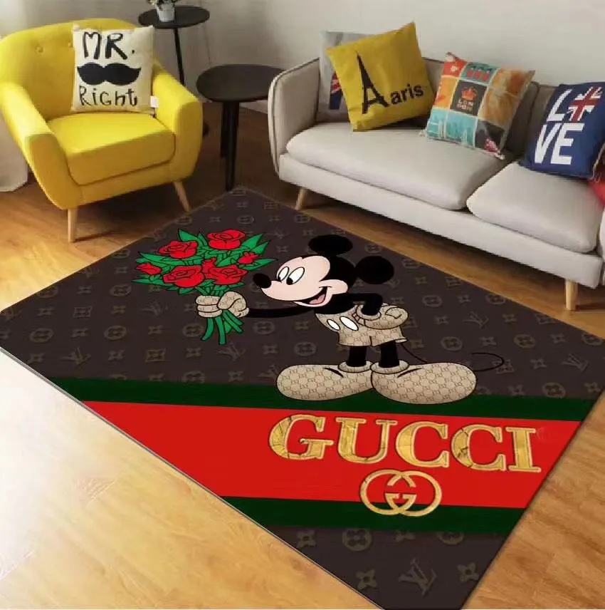 Gucci minnie mouse disney Rectangle Rug Door Mat Luxury Home Decor Area Carpet Fashion Brand