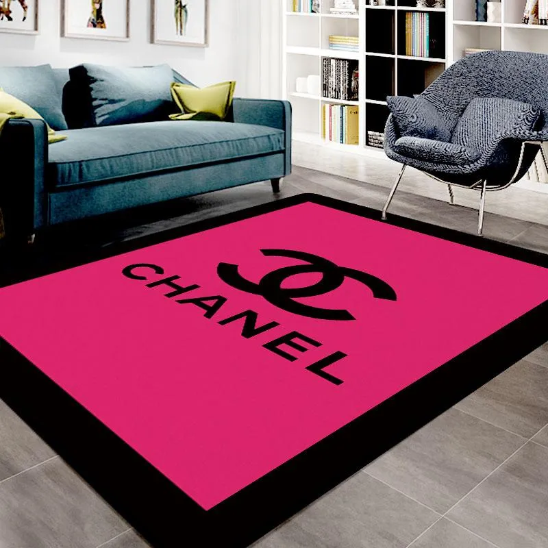 Chanel pink Rectangle Rug Home Decor Fashion Brand Door Mat Luxury Area Carpet