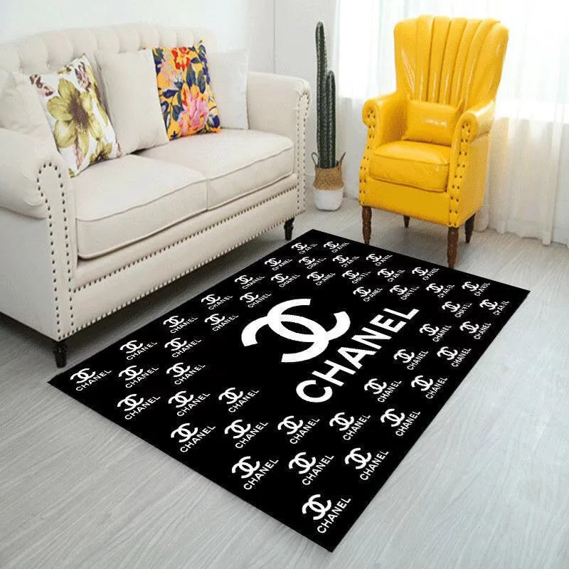 Chanel black Rectangle Rug Home Decor Fashion Brand Door Mat Area Carpet Luxury