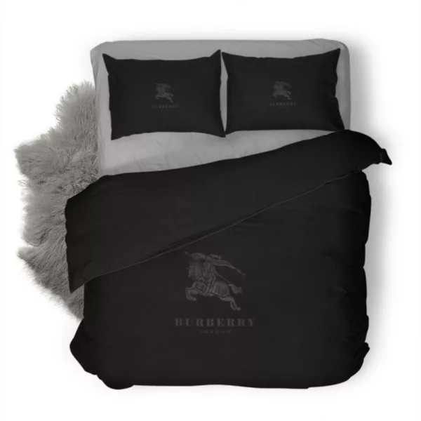 Burberry Black Logo Brand Bedding Set Bedroom Home Decor Luxury Bedspread