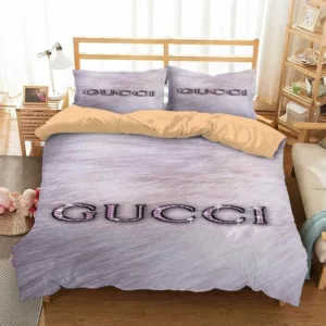 Gucci Diamon Logo Brand Bedding Set Home Decor Bedroom Bedspread Luxury