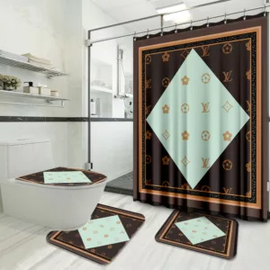 Louis Vuitton Brown Bathroom Set Luxury Fashion Brand Home Decor Bath Mat Hypebeast