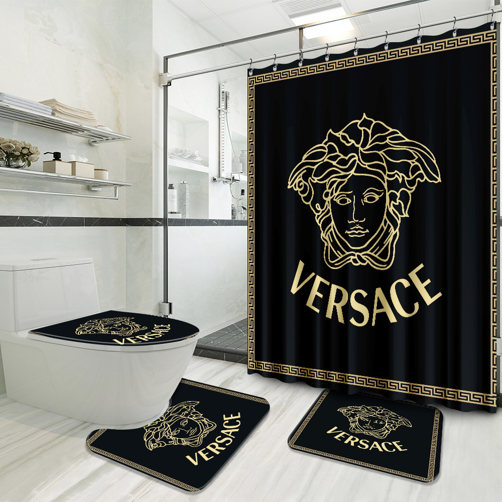 Versace Black Goden Bathroom Set Hypebeast Bath Mat Home Decor Luxury Fashion Brand