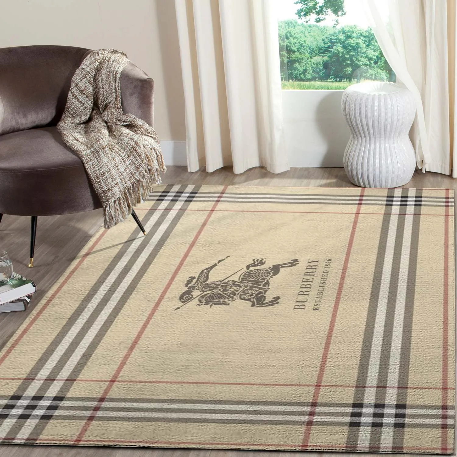 Burberry Rectangle Rug Luxury Home Decor Fashion Brand Door Mat Area Carpet