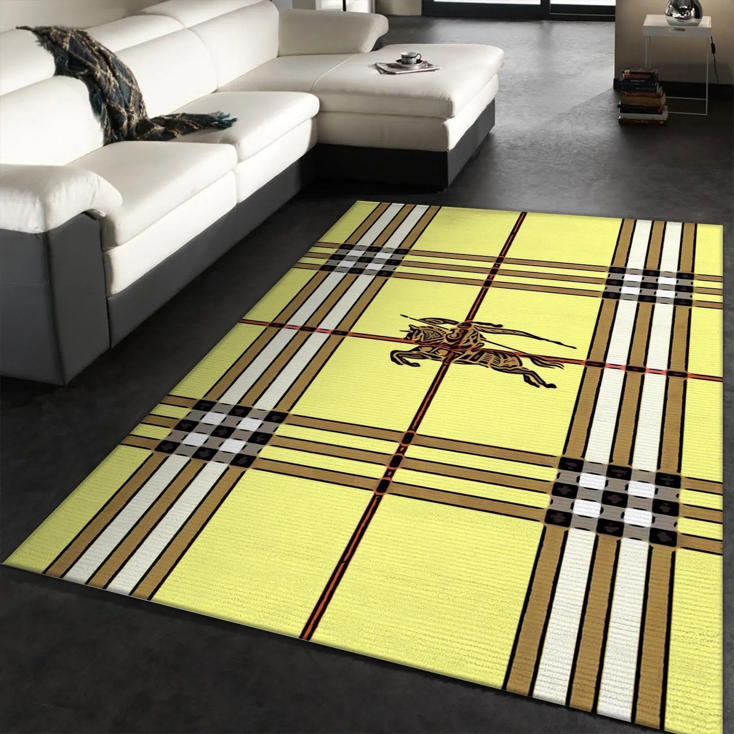 Burberry yellow Rectangle Rug Door Mat Luxury Home Decor Area Carpet Fashion Brand