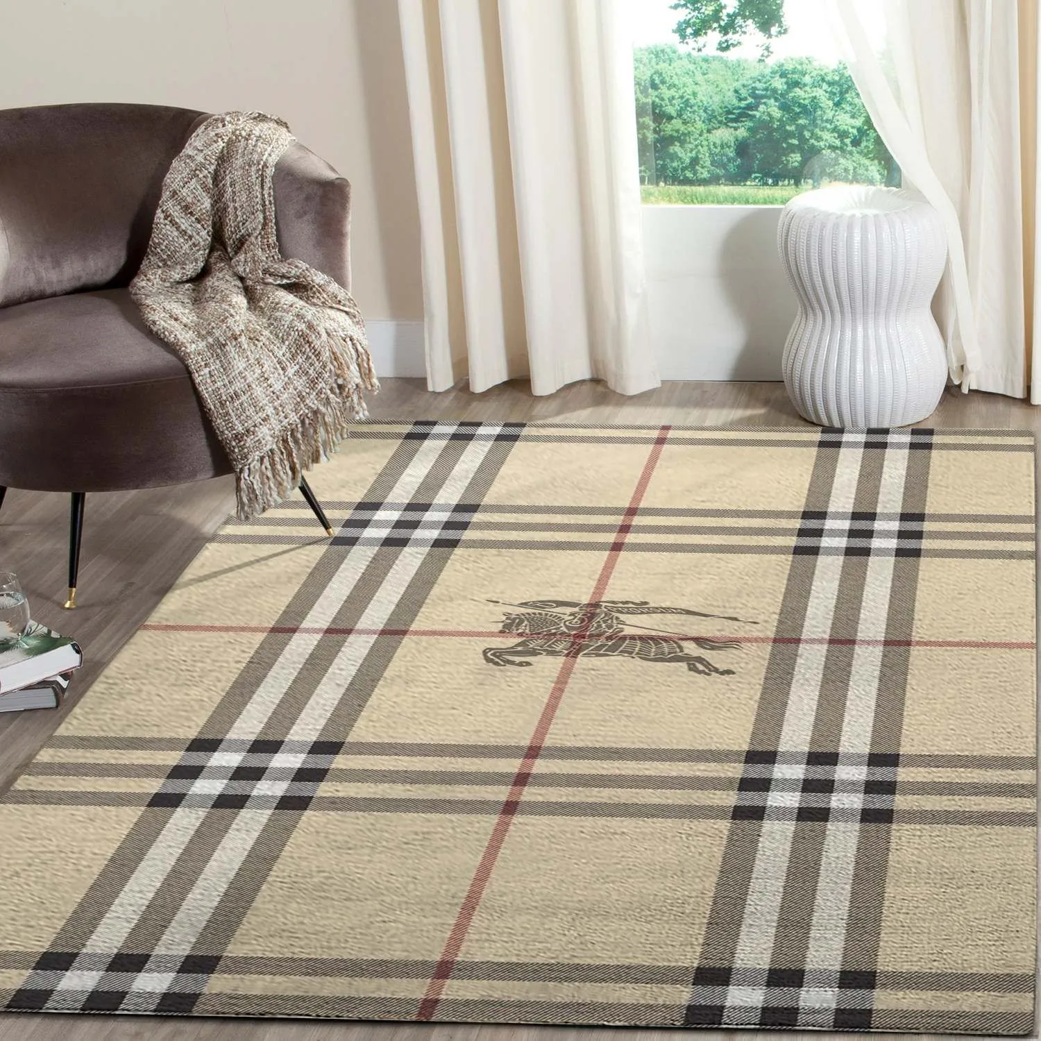 Burberry Rectangle Rug Home Decor Area Carpet Door Mat Fashion Brand Luxury