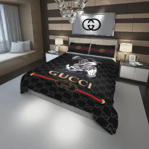 Gucci Rabiit Logo Brand Bedding Set Luxury Bedspread Home Decor Bedroom